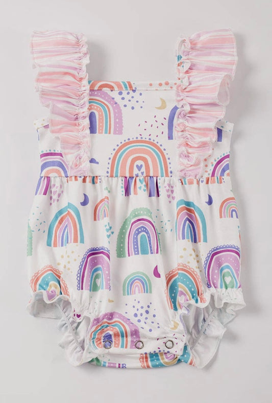 Rainbow Ruffle Girl Romper