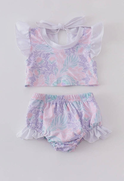 Floral Girls 2 Piece Swim Suit