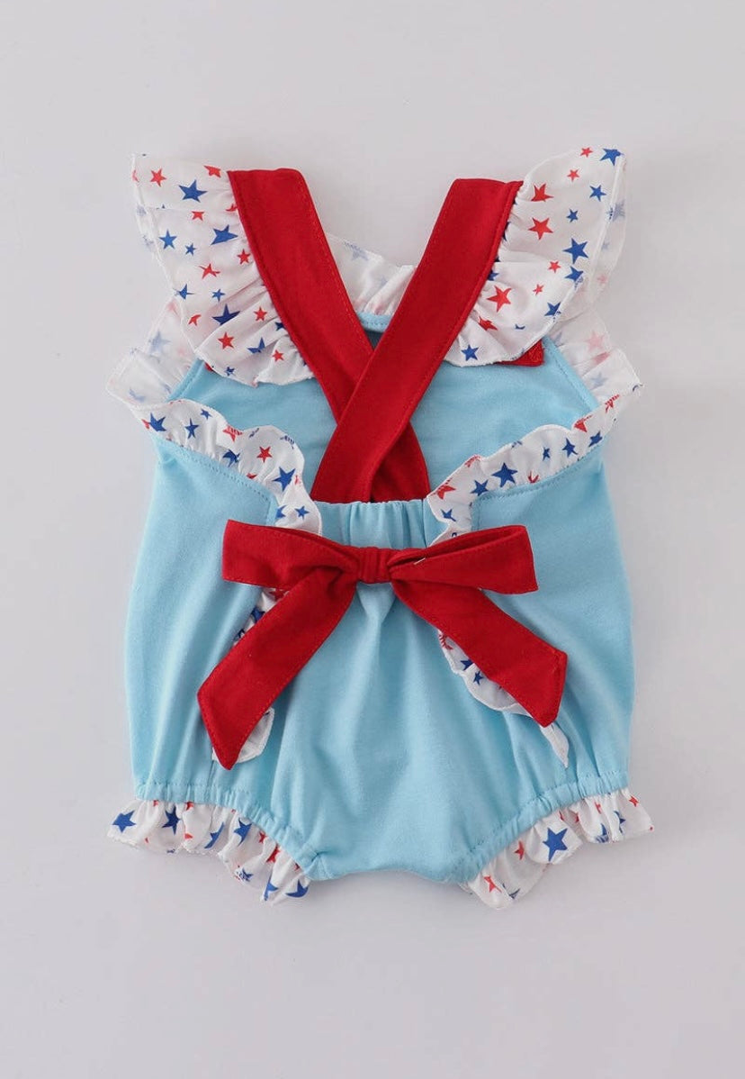 Blue Cow Bubble Romper