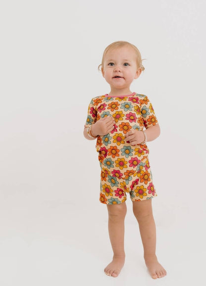 Smiley Flower Bamboo Shorts Set