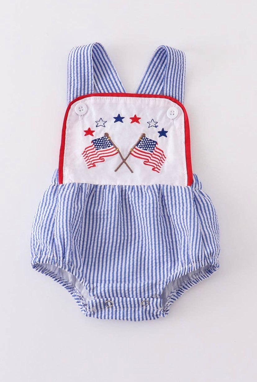 Flag Embroidered Romper