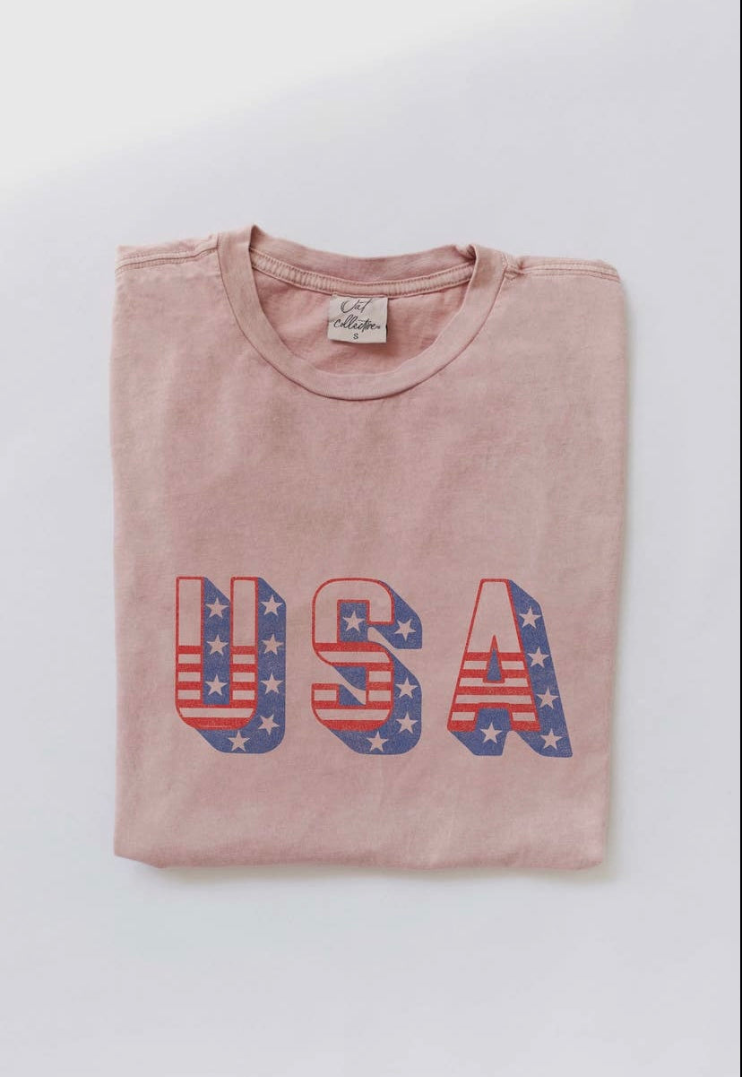 USA Mineral Washed Graphic Top