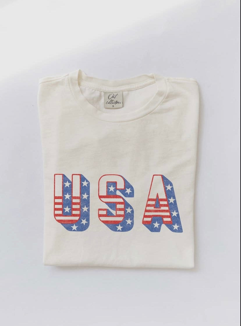 USA Mineral Washed Graphic Top