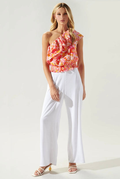 Mellow Groove One Shoulder Ruffle Crop Top