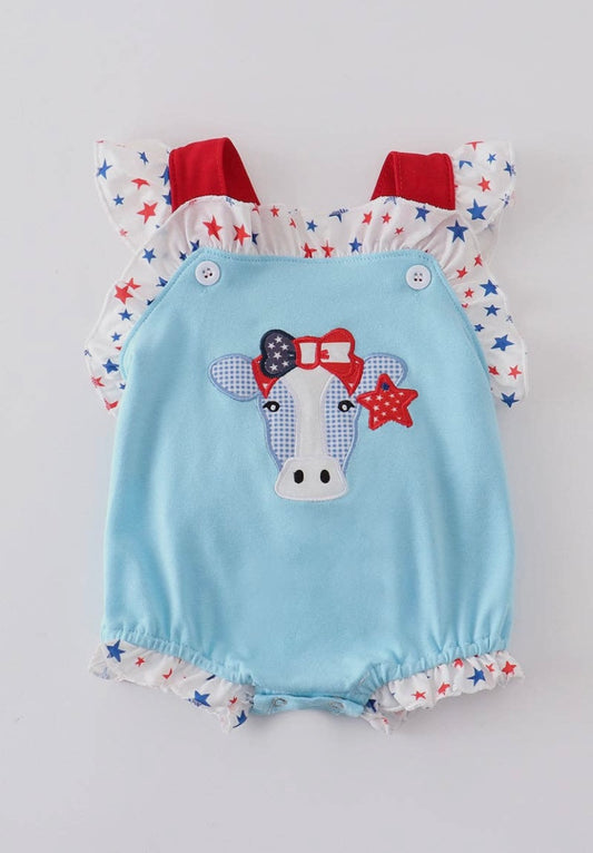 Blue Cow Bubble Romper