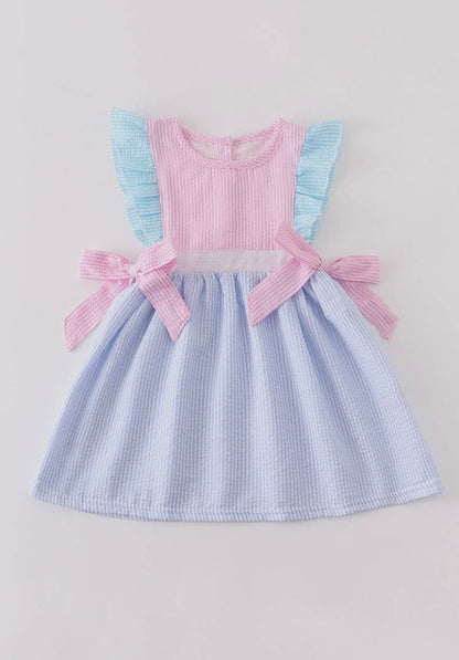 Pink Seersucker Ruffle Girl Dress