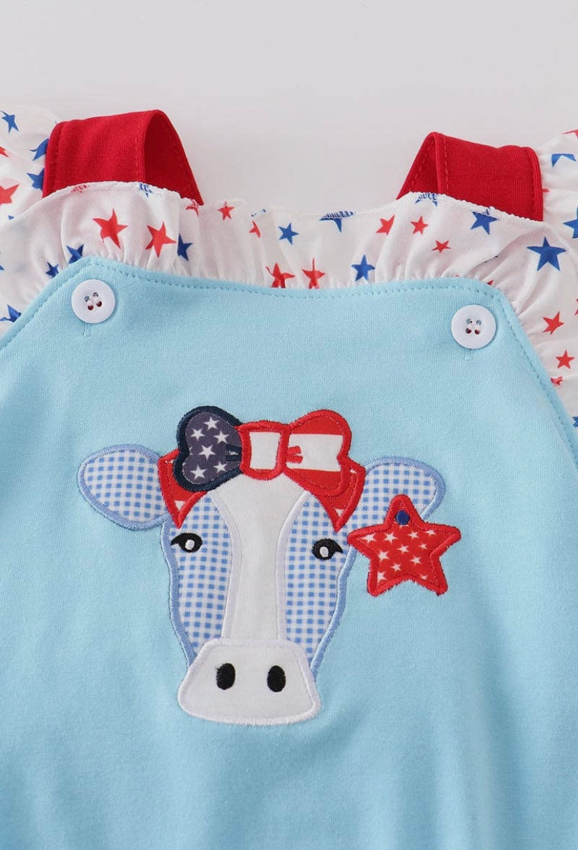 Blue Cow Bubble Romper