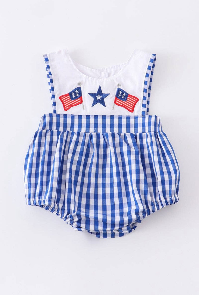 Patriotic Embroidered Bubble Romper