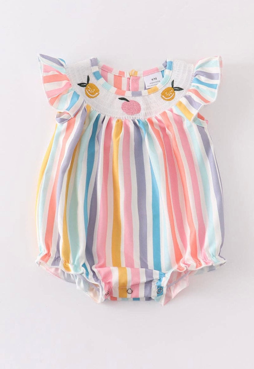 Striped Smocked Baby Romper