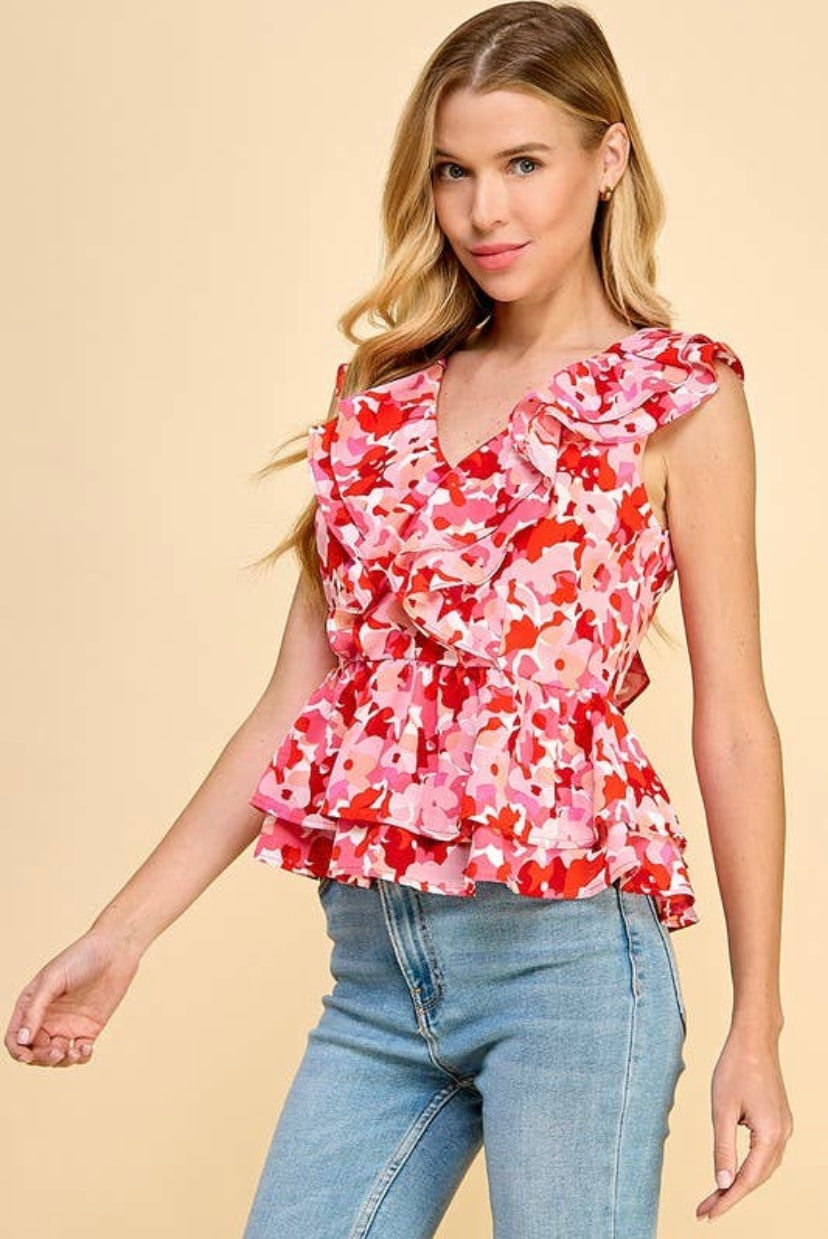 Floral Ruffle Top