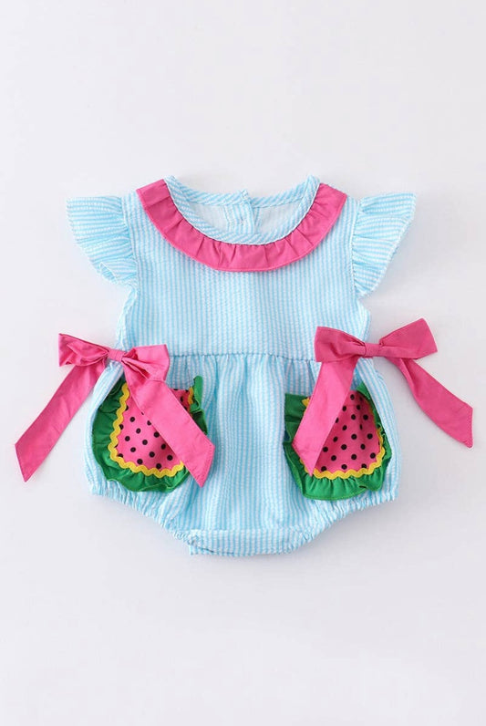 Seersucker Watermelon Romper