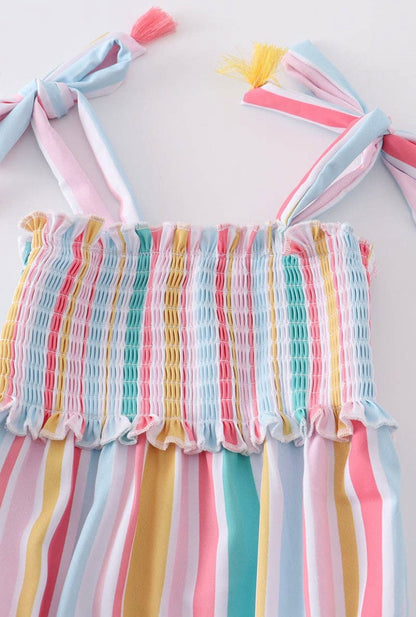 Multicolored Smocked Baby Romper